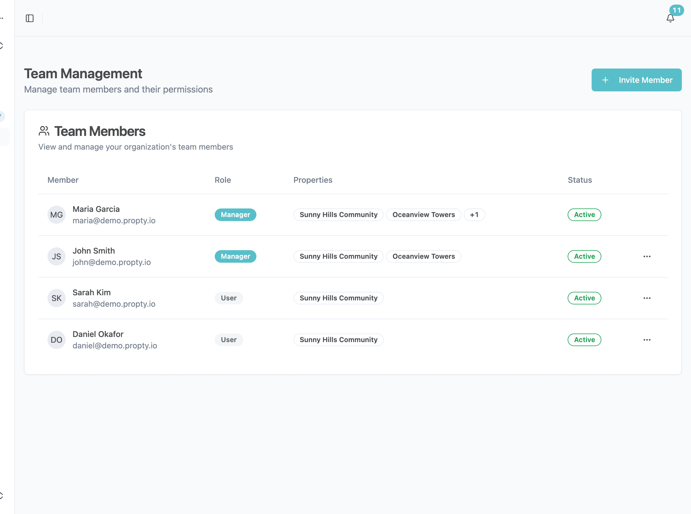 Team management and collaboration dashboard